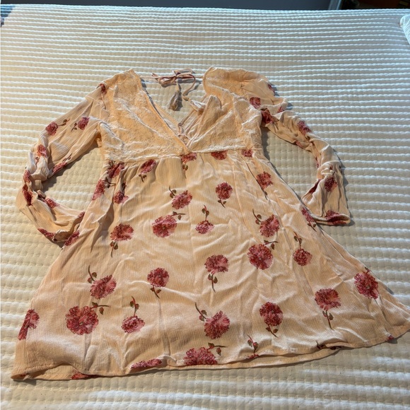 Altar'd State White and Pink Floral Long Sleeve Dress - Picture 2 of 5